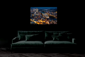 Lichtbild in farbig & gerahmt mit LED beleuchtet - Motiv: FFM-Ostblick